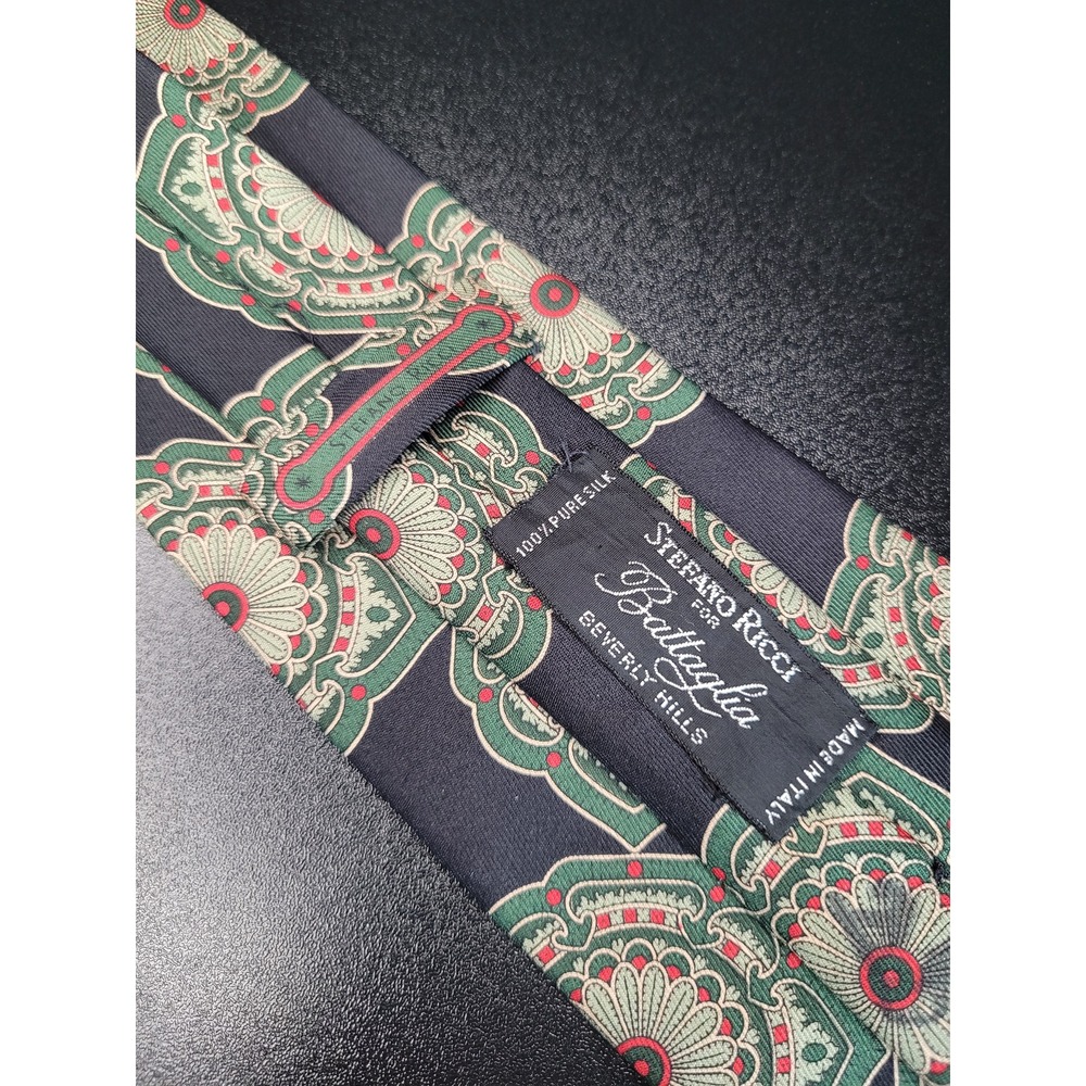Stefano Ricci Men's Necktie Black Medallion Silk 3.75x58 Excellent